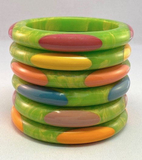 Teresa51 lime/pastel oval dots bangles